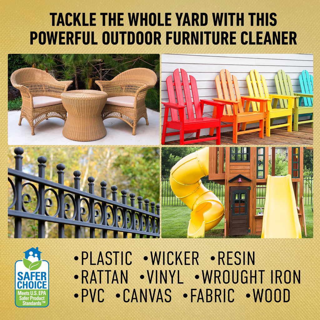 CLR Brands Outdoor Furniture Cleaner, 26 oz. Spray Bottle, Cleans Outdoor Surfaces, Remove Dirt and Grime from Fabric, Wood, Wicker, PVC, Plastic and More