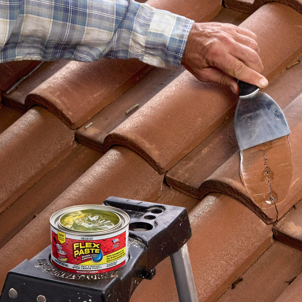 Flex Paste, Waterproof Paintable Putty, Spackle Sealant, Fill Gaps Cracks Holes - Block Out Water and Air - UV Resistant - Walls, Drywall, EPDM, Concrete, Roof, RV Repairs, Clear, Half-Quart