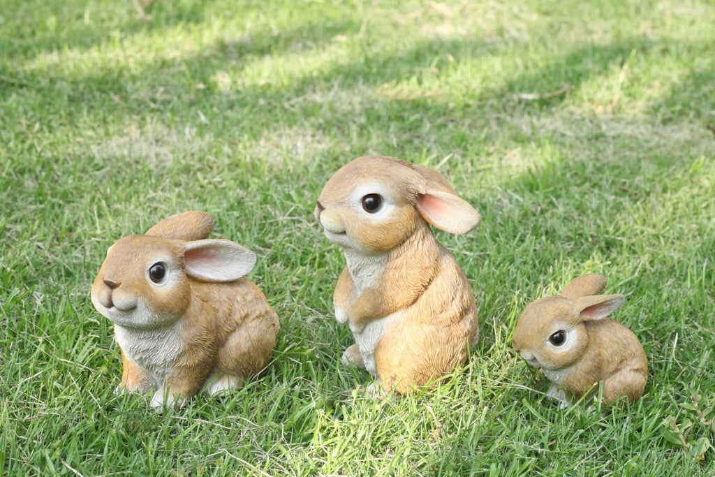 JORAE Bunny Statues Garden Decor Set of 3 Outdoor Easter Rabbit Figurines