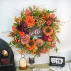 Fall Wreaths for Front Door 24 Inch Autumn Wreath with Sunflowers, Pumpkins