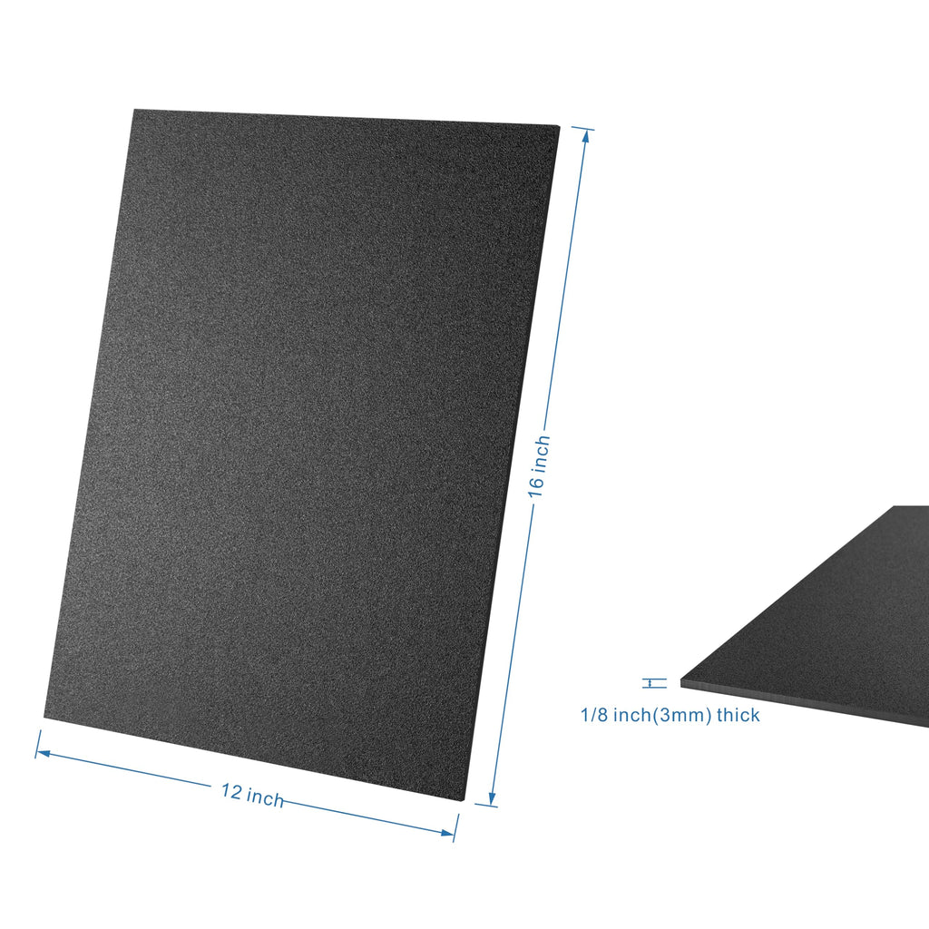 KAITELA ABS Plastic Sheet 12" x 16" x 1/8" Thick (3mm) Black Rigid Thermoplastic Sheet, Moldable Plastic Panel for Crafts, DIY Projects - Textured & Smooth Finish, Pack of 2