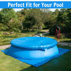 Pool Cover for Round Inflatable Swimming Pool, Round Pool Covers, Built-in Drawstring Dustproof Rainproof Foldable Above Ground Pool Cover (Blue, 10ft)