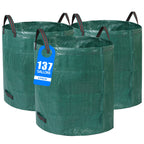 Pilntons 3 Pack 137 Gallons Reusable Yard Waste Bags with Double Bottom