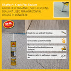 SIKA Sikaflex Crack Flex Sealant - Gray, High-Performance Polyurethane, Self-Leveling, Textured - Waterproof Seal for Horizontal Cracks - 10.1 fl. oz (Pack of 12)