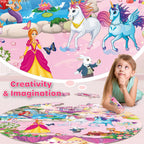 SYNARRY Unicorn Princess Mermaid Fairy Floor Puzzles for Kids Ages 3-5