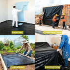 Plastic Sheeting (10' x 25') Long, 6 Mil (Black) - UV Protection Poly Sheeting Polyethylene Film, Heavy Duty Greenhouse Plastic Sheeting