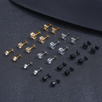 NEWITIN 24 Pairs Stainless Steel Earrings for Men Hypoallergenic Inlaid Cubic Zirconia Studs Hoop Earring Cross Dangle Earrings Unisex Punk Stud Earring for Women Men