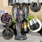 VChymm Solar Angel Outdoor Garden Decor Statues – 13.2 inches Solar Outdoor Sculptures for Outside Yard Art Patio Balcony Front Lawn Ornaments Gifts for Mom Grandma Women（Bronze）