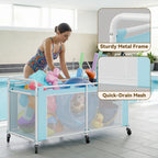 GRANNY SAYS Pool Float Storage Organizer, 290-Gallon Large Pool Storage Bin,35" Pool Toy Storage Cart with Wheels for Floats,Toys and Balls,Mesh Poolside Storage Holder for Swimming Pool, Blue