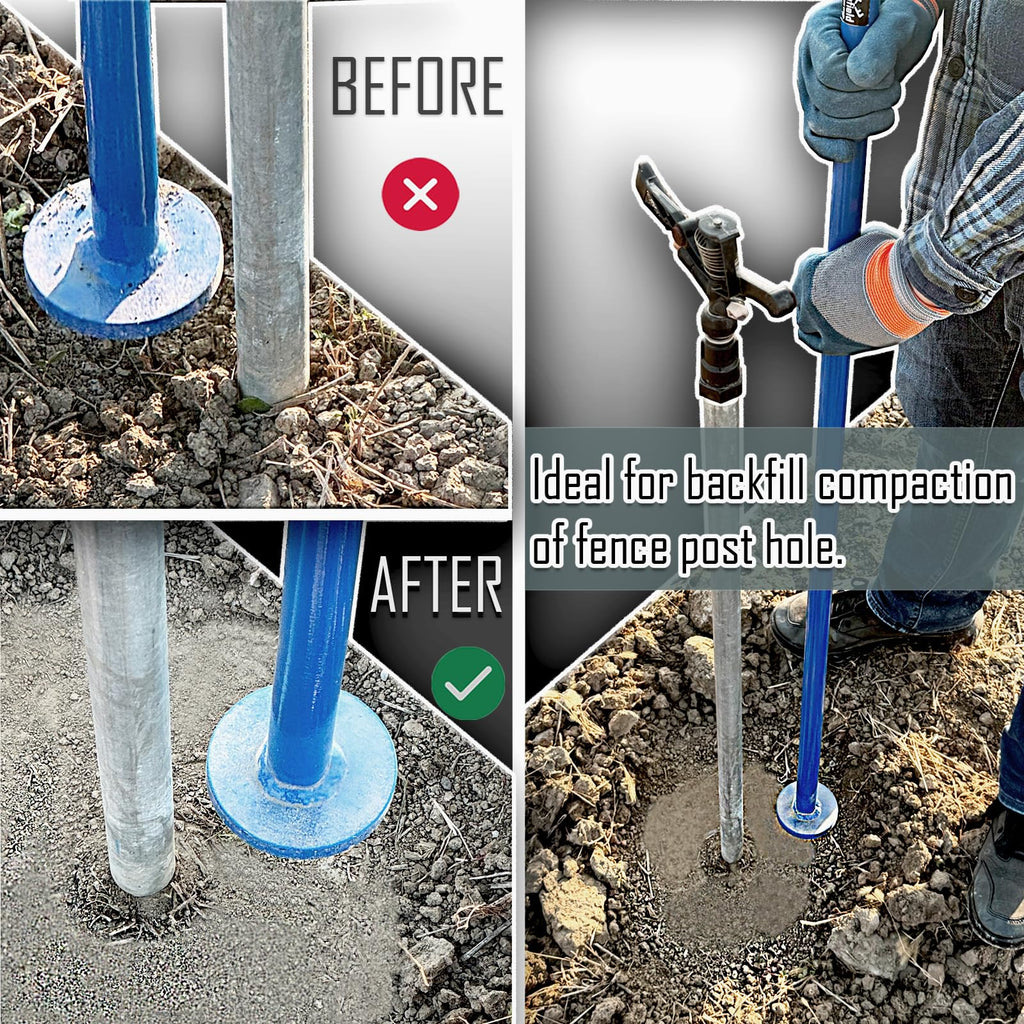 Moosefield 2-in-1 Post Hole Digging and Tamping Tool, 48" Dig Bar with Spade Blade and Round Tamper, Heavy-Duty Steel Fully Welded, Fence Post Digger Landscaping & Gardening