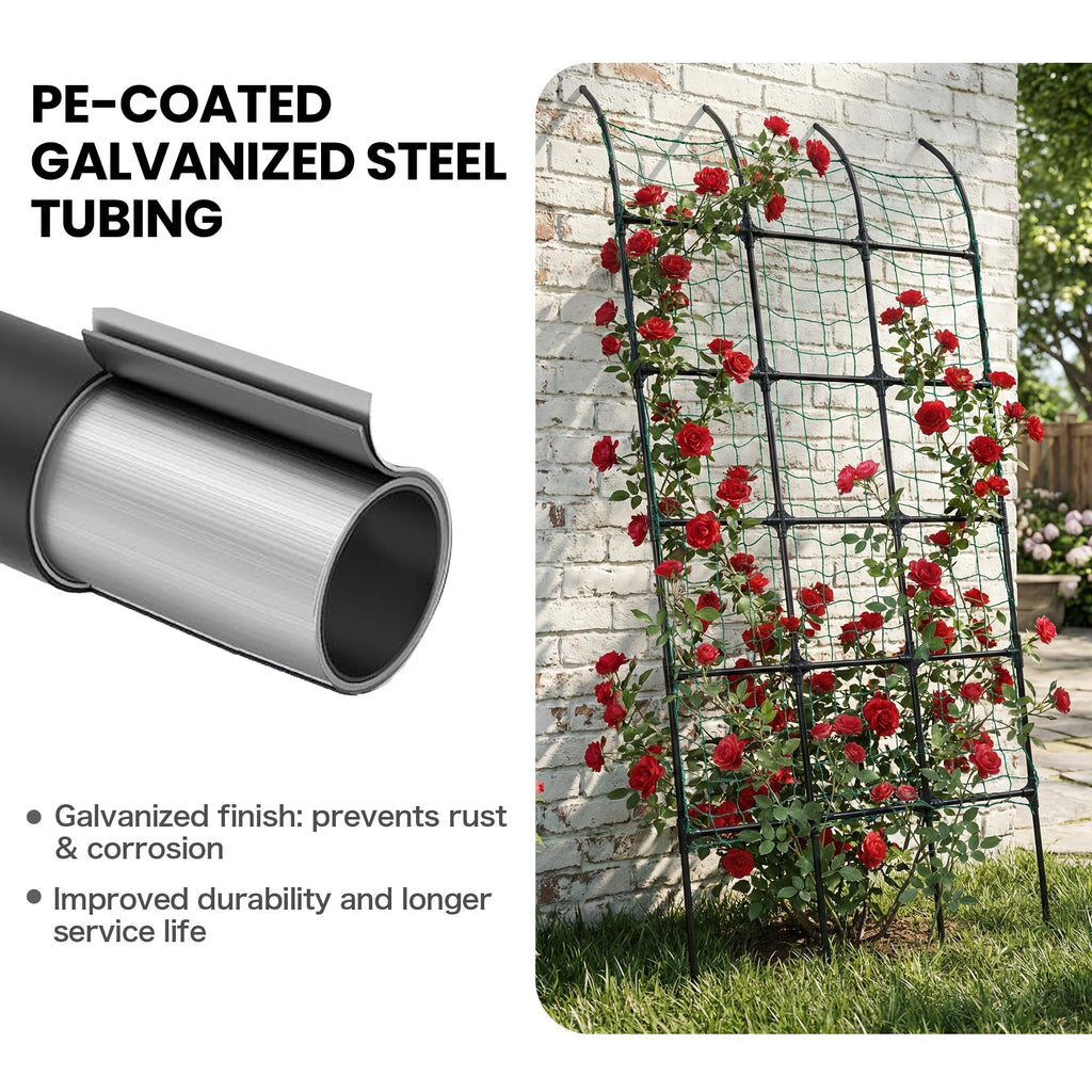 popsea 7.2 ft No-Drill Leaning Garden Trellis for Climbing Plants