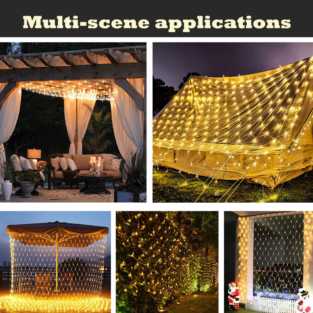 Eueasy LED Lights Outdoor Fairy Lights Chandelier - 360L Gazebo Net Lights with 8 Lighting Modes, 12×12 FT Chandelier for Pergolas，Wedding, Bush, Christmas