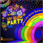 D-Xam 6-Pack Neon Gaffer Tape - 0.6 or 1 inch UV Blacklight Reactive Glow in The Dark Tape, Best for Parties, Dance Floors, Theaters & DIY Projects - 6 Vibrant Colors (1 inch x 15 feet)
