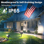 JEJOT Solar Lights Outdoor Waterproof IP65, Cool White Light, 2 Lighting Modes, Solar Spotlights for Yard Garden Solar Spot Lights for Flag Landscape Auto On/Off-6 Pack