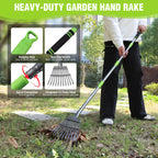 WORKPRO Rake, Small Rake for Leaves with 72” Adjustable Long Handle