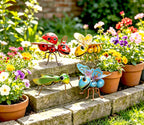 GIFTME 5 Metal Garden Sculptures Statues Yard Art Decoration,Set of 4 Garden Decor Perfect Hanging The Tree, Porch,Backyard or Patio Wall Decor