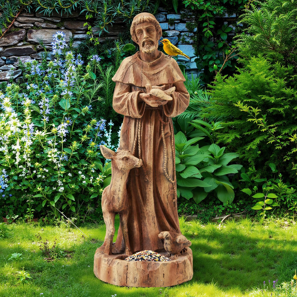 DSNAPE St Francis Garden Statue Bird Feeder 25" H Catholic Outdoor Statues