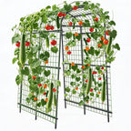 Metal Garden Arch Trellis, 7.6Ft Black for Raised Beds, Plant Support for Cucumbers & Climbing Vegetables with 9 Horizontal Pipe