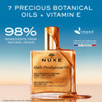Nuxe Huile Prodigieuse Shimmer Dry Oil With 7 Botanical Oils for Radiant Glow & Hydration for Face, Body & Hair, 1.6 Fl Oz