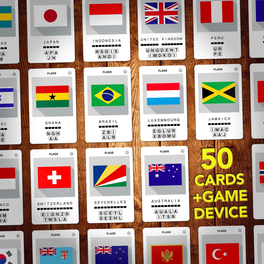 100 PICS Flags of The World Travel Game - Learn 100 Country Flags | Flash Cards with Slide Reveal Case | Geography Card Game, Gift, Stocking Stuffer | for Kids and Adults | Ages 6+