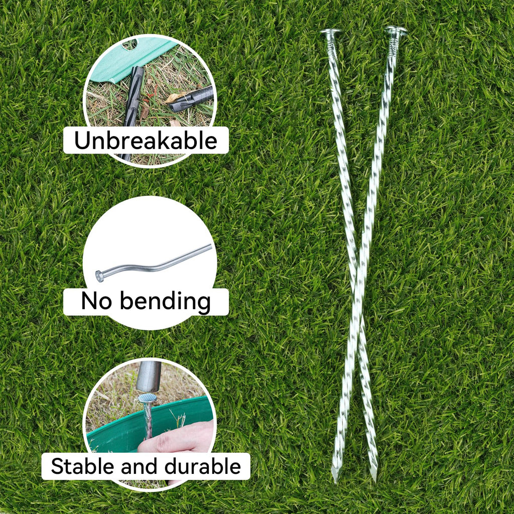 EISENSP 12-Inch Spiral Landscape Stakes, 25 Pcs Galvanized Metal Anchoring Spikes for Paver Edging, Artificial Turf, Weed Barrier, Bright Spike
