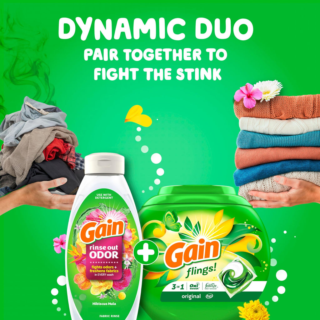 Gain Flings Laundry Detergent Pacs, 60 Count, Original Scent, with Odor Defense, Concentrated Laundry Soap Pacs