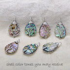 Bronze Copper Wire Abalone Shell Dangle Earrings for Women