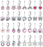 BESTEEL 16 Pairs Hypoallergenic Earrings for Girls Women Sensitive Ears Cute Surgical Steel Dangle Huggie Hoop Earings Set with Charm CZ Heart Animal Christmas Gifts Silver