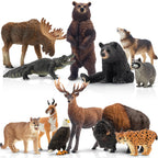Toymany 12PCS Realistic North American Forest Animal Figurines Jungle Zoo