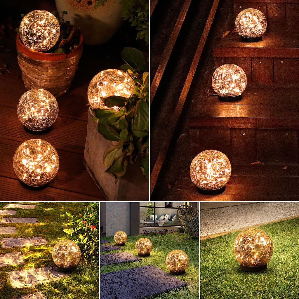 MLKNK Solar Globe Lights Outdoor Waterproof-Solar Balls-Solar Garden Lights-Orbs for Outside 6 Pack Cracked Glass Ball for Lawn Patio Yard Backyard Decorations