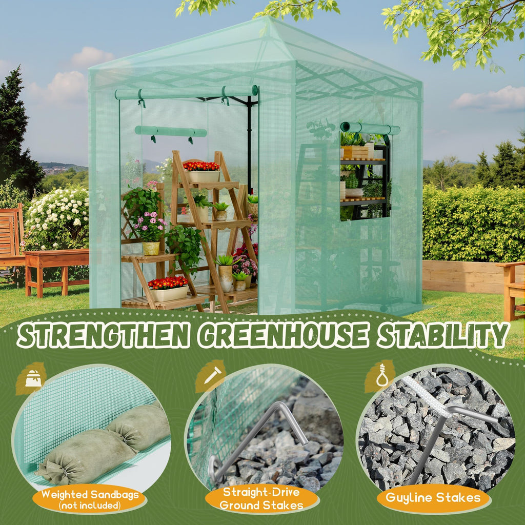 Devoko Walk-in Greenhouse Instant Pop Up Green House Portable 8x6 FT Green