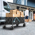 48" XL Collapsible Wagon Cart, 560 lbs Capacity Heavy Duty Folding Wagon with 7" All-Terrain Wheels, Foldable Utility Wagon for Camping, Garden, Shopping, Sports & Moving