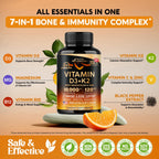 Vitamin D3 K2 - Vitamin D3 10000 iu & K2 as MK-7 120 mcg - Immune & Mood Support, for Bone & Teeth Health - with Magnesium, Zinc & Vitamin C & B12 - Highly Bioavailable - Made in USA, 240 Capsules