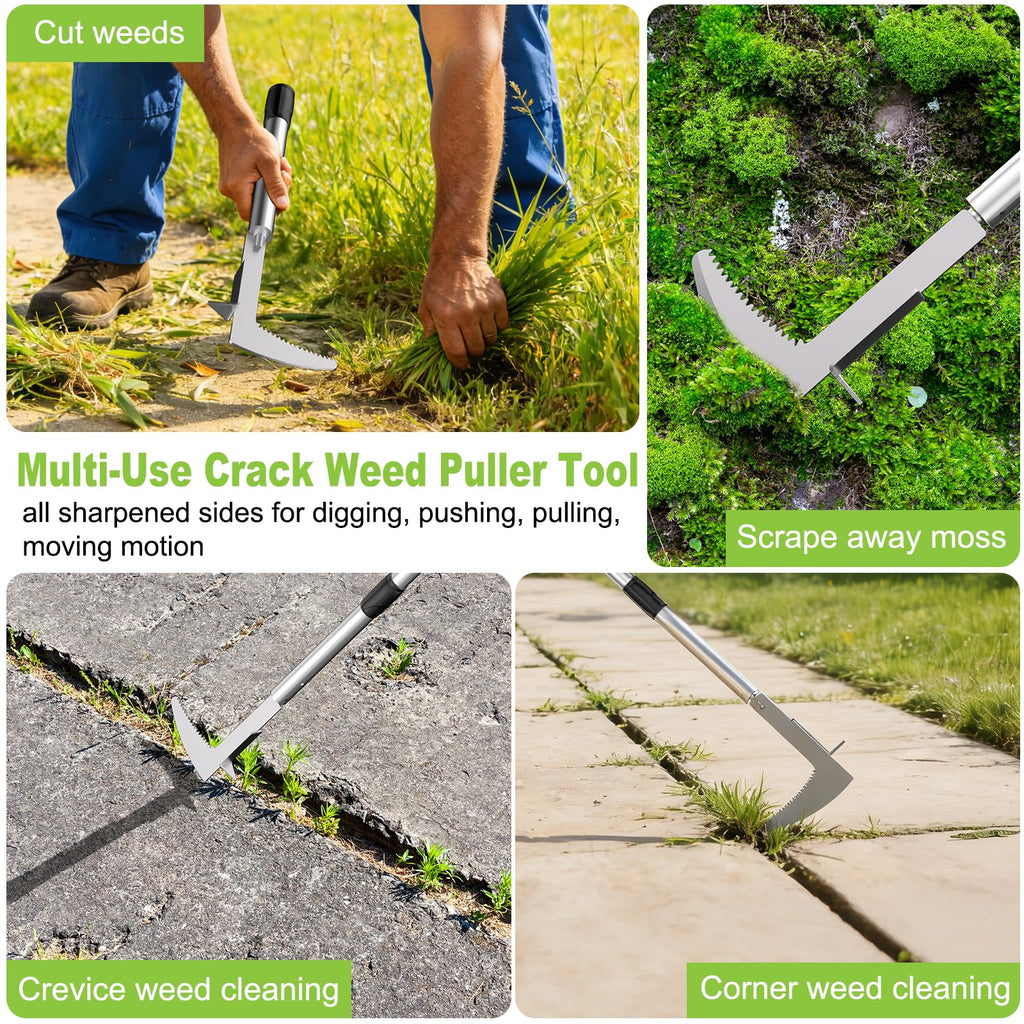 Crack Weeder Crevice Weeding Tool with 22'' to 64'' Adjustable Long Handle
