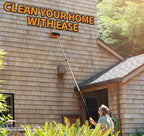 14 Foot Exterior House Cleaning Brush Set with 5-8 ft Extension Pole // Vinyl Siding Brushes with Telescopic Extendable Pole & Window Cleaning Squeegee Tool // The Ultimate Extension Scrub Brush Set