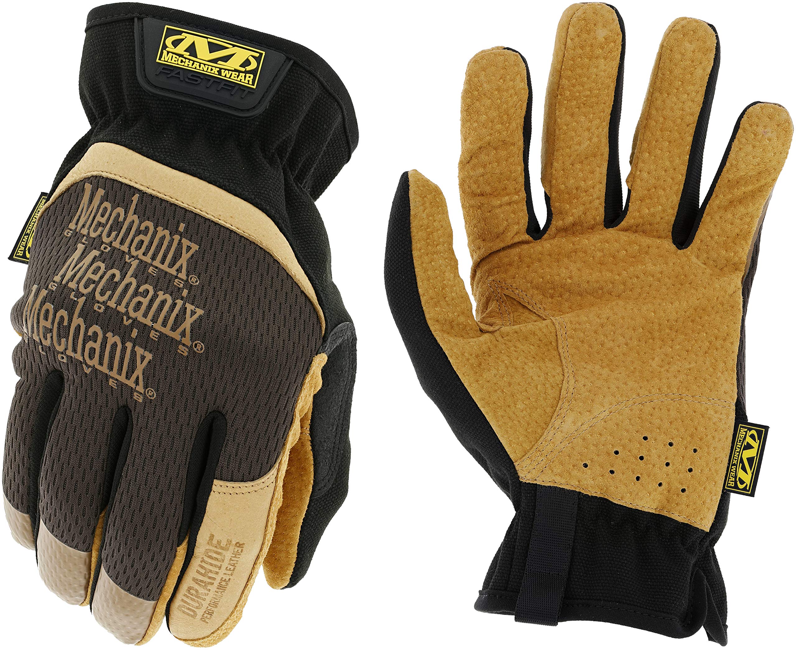 Mechanix Wear Fastfit Leather Gloves - Abrasion Resistant Gloves for Hand Safety - Breathable - Secure Fit - Two-Piece Palm - Machine Washable - Brown/Black - Medium