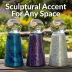 Sunnydaze Glass Gazing Ball Stand for Outdoors, Deep Ocean Swirl