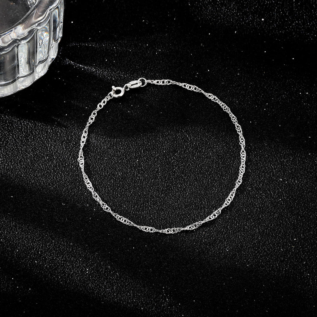 Carffordo 925 Sterling Silver Bracelets for Women, Twist Silver Bracelet