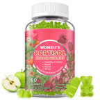 Cortisol Gummies for Women,Cortisol Manager with Ashwagandha,Magnesium,L-theanine,Phosphatidylserine,Rhodiola Rosea,Black Pepper for Mood Support,Adrenal Balance,Sleep,Vegan,Apple Flavor,60 Count
