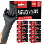 London Labs Heavy Duty 6 Mil Black Nitrile Gloves - Disposable, Latex & Powder Free | Mechanic, Food Prep & Tattoo | Rubber Gloves for Cooking, Cleaning & Household |Bulk Case of (1000)