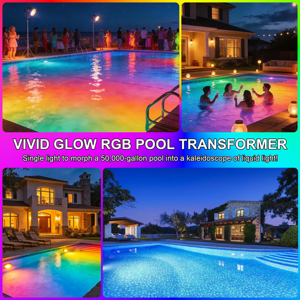 Jadisi Pool Lights for Inground, LED Light Bulb for Above Ground Swimming Pool, LED Lights for Inground Pool, 120V Spa Light Bulb E26 Base, Multi-Color & Adjustable Brightness - Black 90W