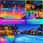 Jadisi Pool Lights for Inground, LED Light Bulb for Above Ground Swimming Pool, LED Lights for Inground Pool, 120V Spa Light Bulb E26 Base, Multi-Color & Adjustable Brightness - Black 90W