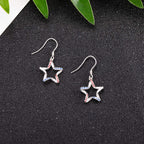 USA Flag Patriotic 925 Sterling Silver Star Earrings for Women