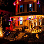 DAZZLE BRIGHT 8 Pcs Hanging Witch Hat String Lights, Light Up Waterproof Halloween Decorations with Remote Control for Outdoor Garden Party Carnival Supplies Decor