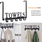 Kuhome Over The Door Hooks, Towel Holder for Bathroom, Door Mount Towel Rack Towel Hooks for Bedroom Beach Towels Bathrobe Wall Mount Hang on The Door Cabinet Cupboard Metal Sandblasted (Black)