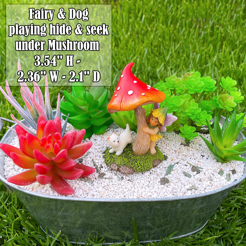 Mood Lab Fairy Garden Figurines - Hide and Seek Set - Miniature Decorative Statues & Accessories - Outdoor & Indoor Garden Decor