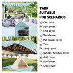 TARPAL Tarps 8x10 Feet Heavy Duty 12mil Tarp Waterproof Striped tarp Multipurpose Protective Cover Weather Proof,UV,Rip and Tear Proof（Green/White）