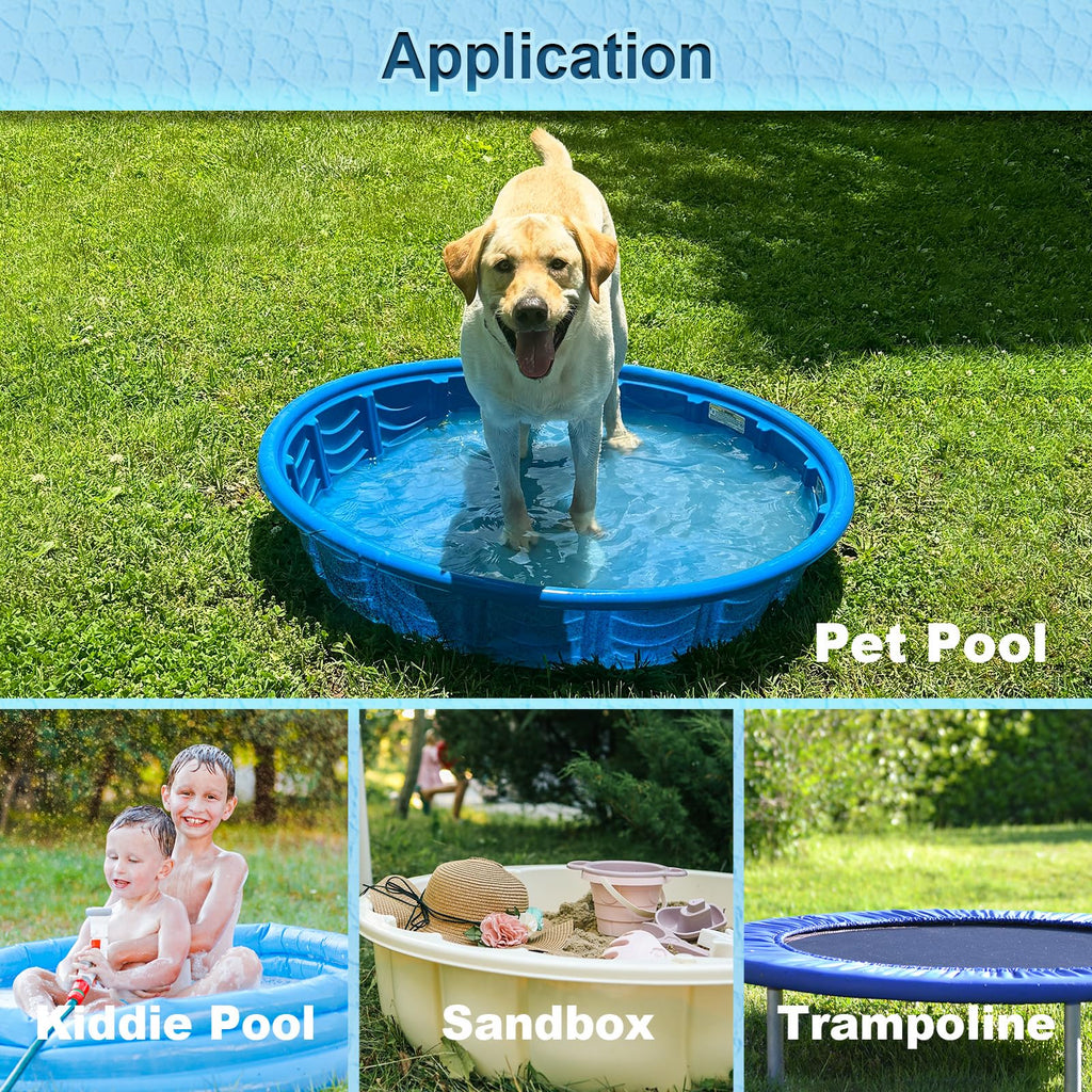 Docuwee Round Dog Pool Cover 63"(5ft), Foldable Kiddie Solar Cover Fit Dog Collapsible Swimming Pool, Pets Kids Bath Tub, Anti-UV Dustproof Safety Pool Covers, Starfish Patterns