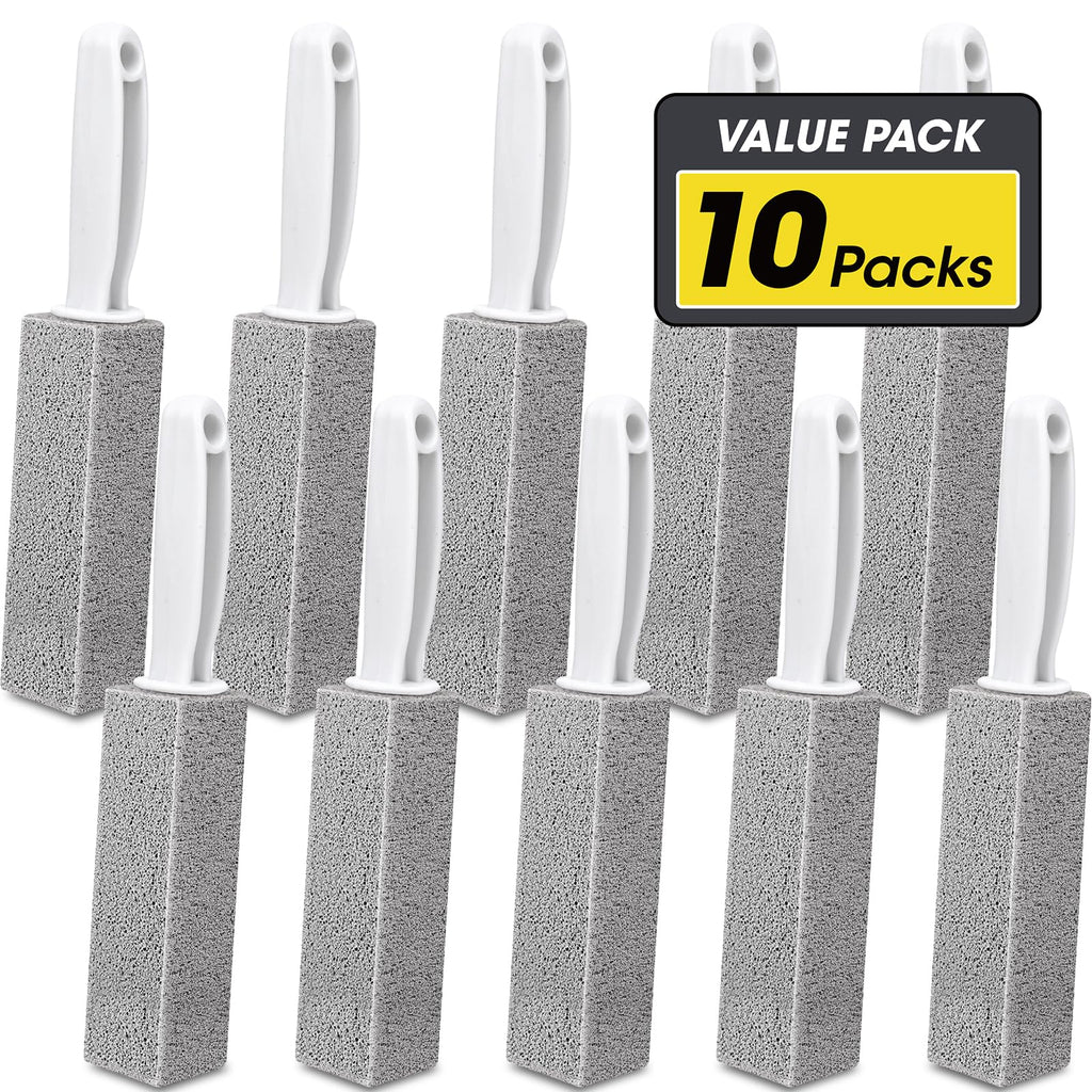 AZEN 10 Pack Pumice Stone for Cleaning, Pumie Scouring Stick with Handle, Pumice Stone Toilet Bowl Cleaner, Hard Water Stain Remover for Toilet, Bathroom, Kitchen Sink, Grill
