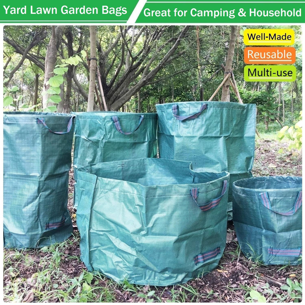 Standard 2-Pack 46 Gallon Lawn Garden Bags (D26,H19 in) Yard Waste Bags W/Gardening Gloves for Leaf Bag,Yard Debris,Trash Container,Recycling Bin,Camping Waste Bin,Grass Clippings,Weeds Bag 4 Handles